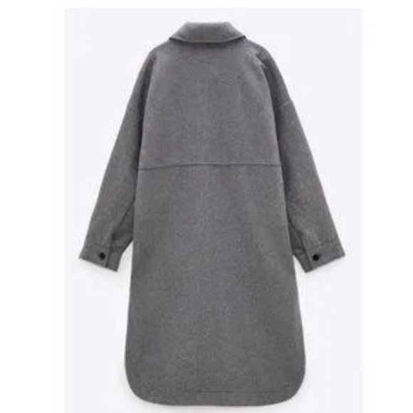 Zara Wool Blend Long Oversized Overshirt Schacket Coat Bloggers Favorite - Picture 9 of 14